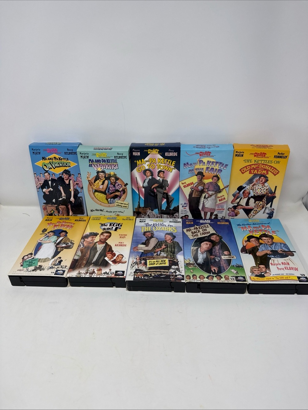 Vintage Comedy VHS Collection - Colorful Movie Box lot of 10. Ma and Pa Kettle